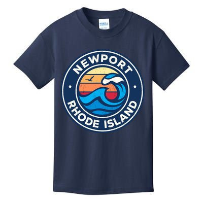 Newport Rhode Island Ri Vintage Nautical Waves Design Kids T-Shirt