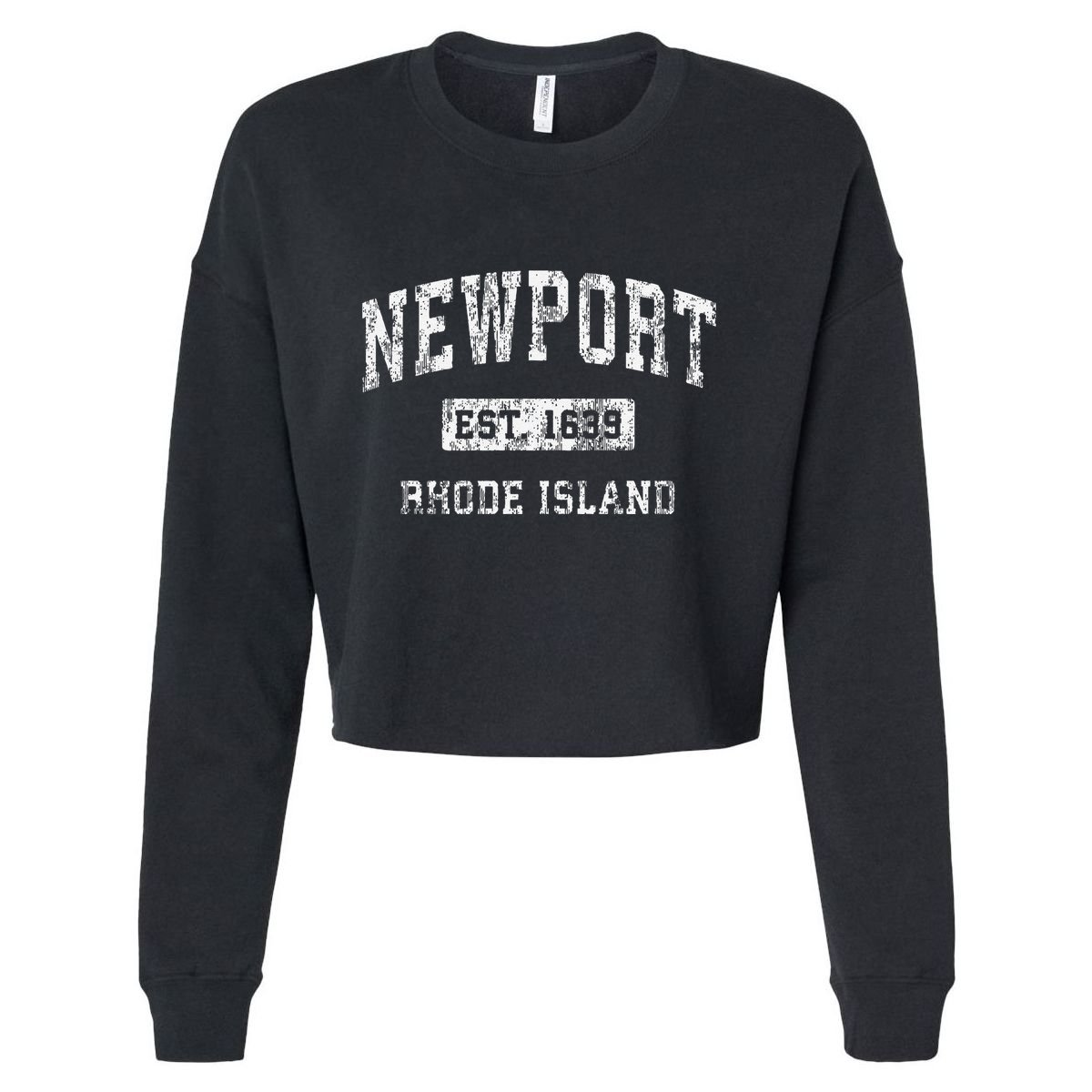 Newport Rhode Island Ri Vintage Established Cropped Pullover Crew