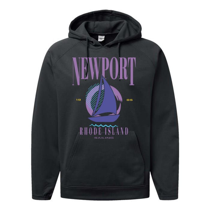 Newport Rhode Island Saling Performance Fleece Hoodie