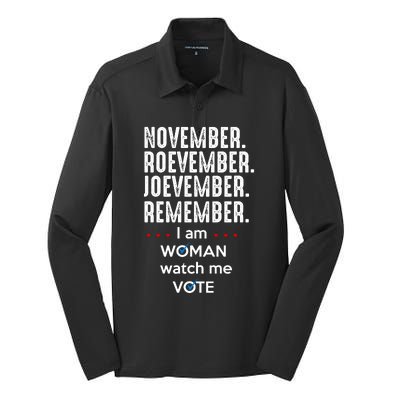 November Roevember Joevember Remember I Am Woman Watch Me Vote Silk Touch Performance Long Sleeve Polo