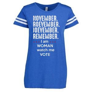 November Roevember Joevember Remember I Am Woman Watch Me Vote Enza Ladies Jersey Football T-Shirt