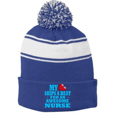 Nurse Rn Lpn Valentines Specialized Nursing Job Loved One Cute Gift Stripe Pom Pom Beanie