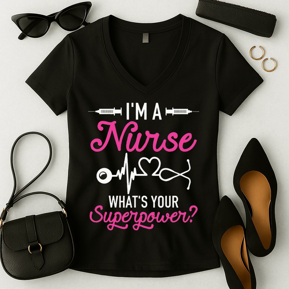 Nurse RN Life I'm A Nurse What's Your Superpower Women's V-Neck T-Shirt