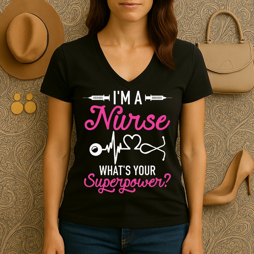 Nurse RN Life I'm A Nurse What's Your Superpower Women's V-Neck T-Shirt