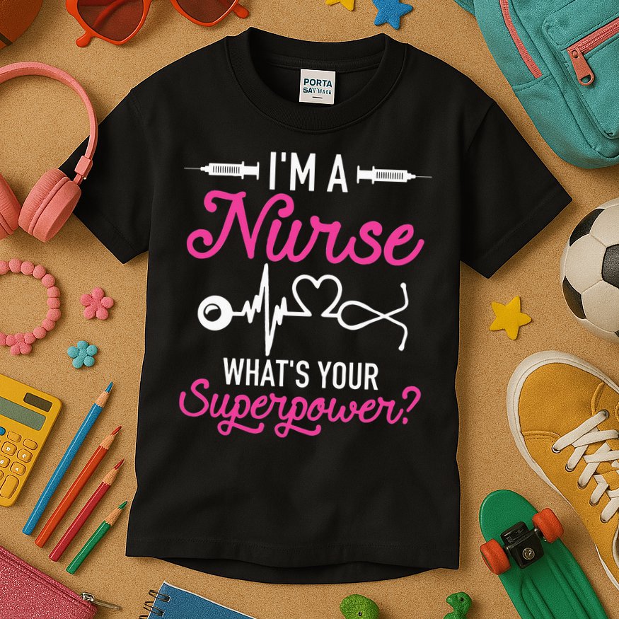 Nurse RN Life I'm A Nurse What's Your Superpower Kids T-Shirt