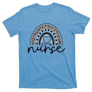 Nurse Rainbow Leopard Hearts Stethoscope Medical Pediatric Funny Gift T-Shirt