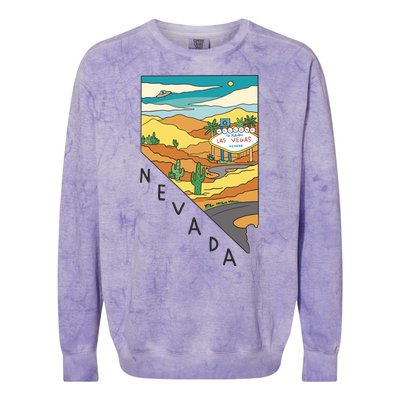 Nevada Retro Las Vegas Colorblast Crewneck Sweatshirt