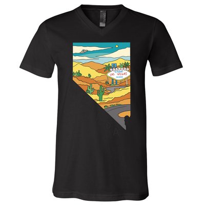 Nevada Retro Las Vegas V-Neck T-Shirt