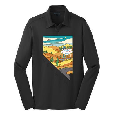 Nevada Retro Las Vegas Silk Touch Performance Long Sleeve Polo