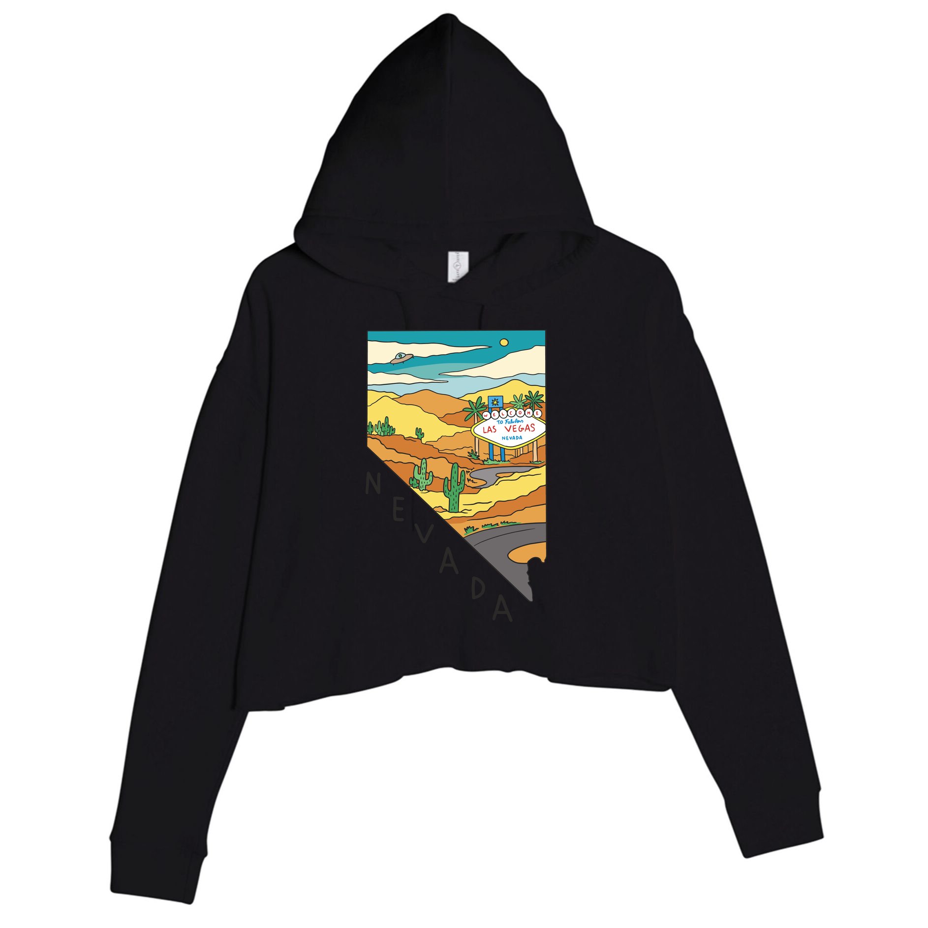Nevada Retro Las Vegas Crop Fleece Hoodie