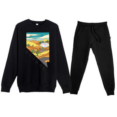 Nevada Retro Las Vegas Premium Crewneck Sweatsuit Set