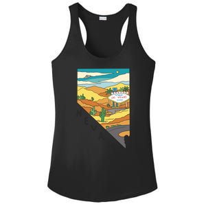 Nevada Retro Las Vegas Ladies PosiCharge Competitor Racerback Tank