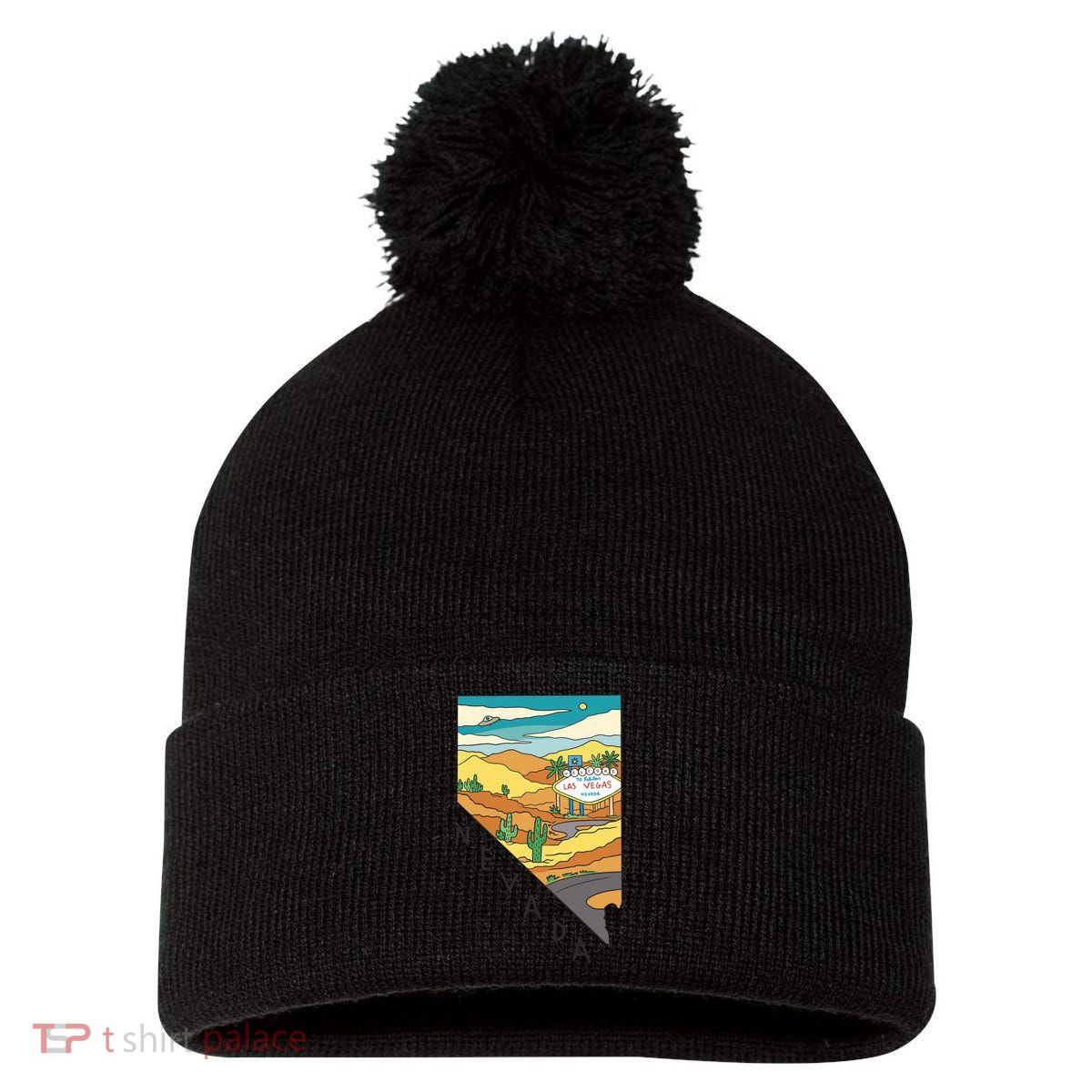 Nevada Retro Las Vegas Pom Pom 12in Knit Beanie