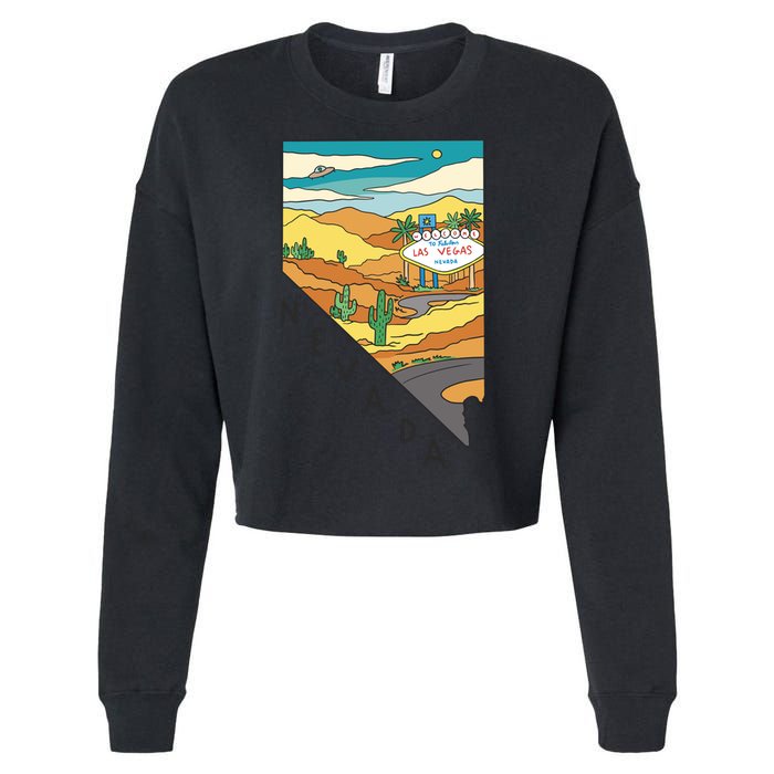 Nevada Retro Las Vegas Cropped Pullover Crew
