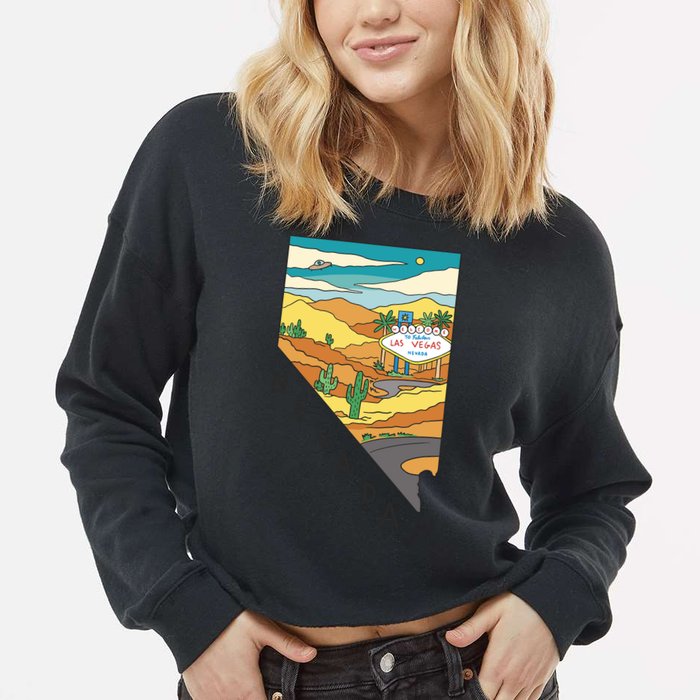 Nevada Retro Las Vegas Cropped Pullover Crew