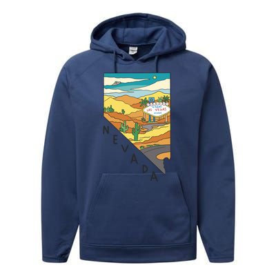 Nevada Retro Las Vegas Performance Fleece Hoodie