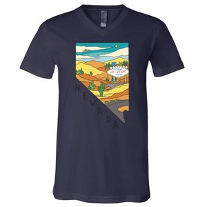 Nevada Retro Las Vegas V-Neck T-Shirt