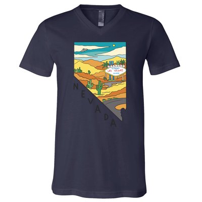 Nevada Retro Las Vegas V-Neck T-Shirt