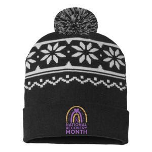 National Recovery Month Warrior Addiction Recovery Awareness USA-Made Snowflake Beanie