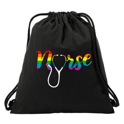 Nurse Rainbow Drawstring Bag