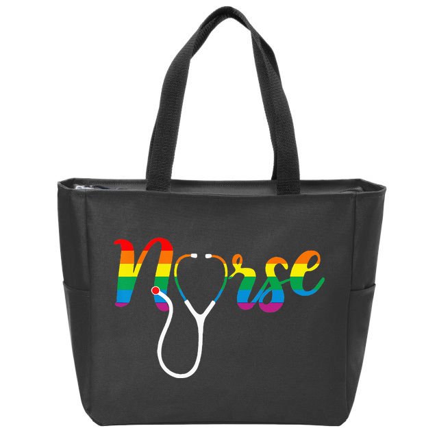 Nurse Rainbow Zip Tote Bag