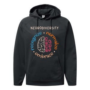 Neurodivergent Recognize Normalize Embrace Neurodiversity Performance Fleece Hoodie