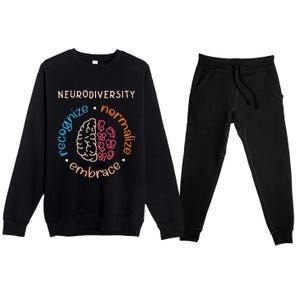 Neurodivergent Recognize Normalize Embrace Neurodiversity Premium Crewneck Sweatsuit Set