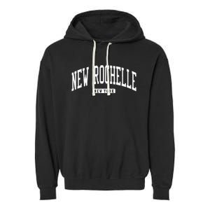 New Rochelle New York Ny College University Style Garment-Dyed Fleece Hoodie