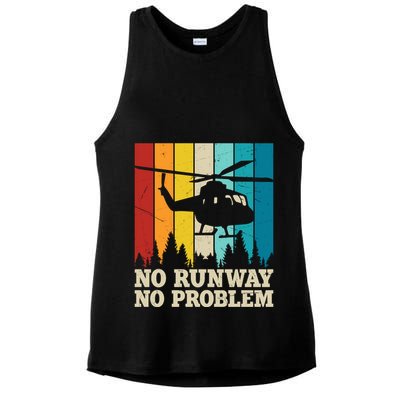 No Runway No Problem Helicopter Pilot Ladies PosiCharge Tri-Blend Wicking Tank