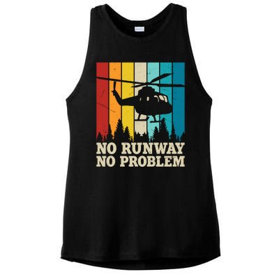 No Runway No Problem Helicopter Pilot Ladies PosiCharge Tri-Blend Wicking Tank