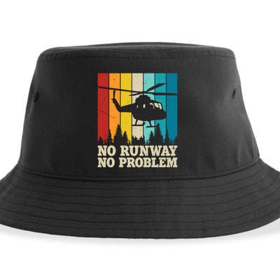 No Runway No Problem Helicopter Pilot Sustainable Bucket Hat