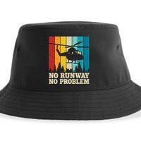 No Runway No Problem Helicopter Pilot Sustainable Bucket Hat