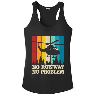 No Runway No Problem Helicopter Pilot Ladies PosiCharge Competitor Racerback Tank