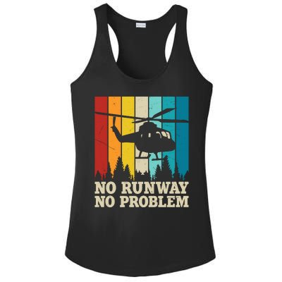 No Runway No Problem Helicopter Pilot Ladies PosiCharge Competitor Racerback Tank