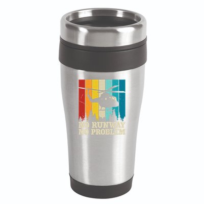 No Runway No Problem Helicopter Pilot 16oz Travel Tumbler