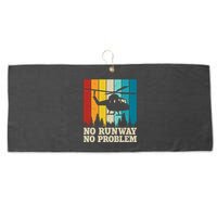 No Runway No Problem Helicopter Pilot Large Microfiber Waffle Golf Towel