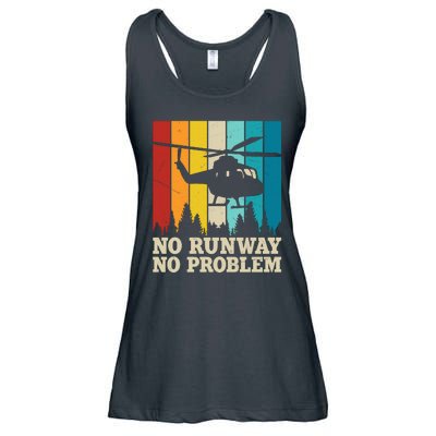 No Runway No Problem Helicopter Pilot Ladies Essential Flowy Tank