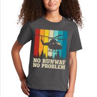 No Runway No Problem Helicopter Pilot Kids T-Shirt