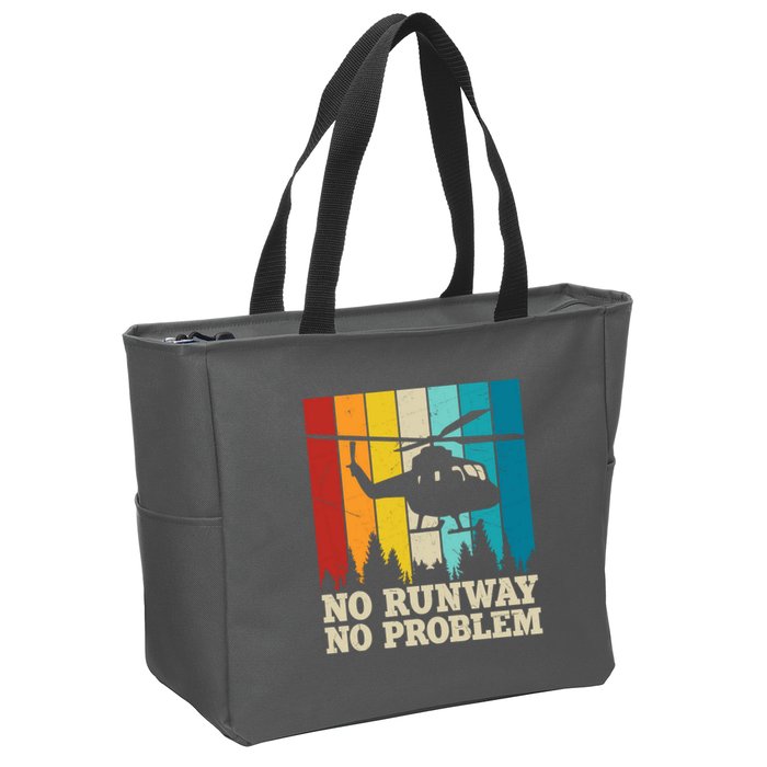 No Runway No Problem Helicopter Pilot Zip Tote Bag