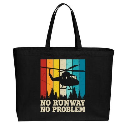 No Runway No Problem Helicopter Pilot Cotton Canvas Jumbo Tote