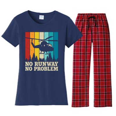 No Runway No Problem Helicopter Pilot Women's Flannel Pajama Set