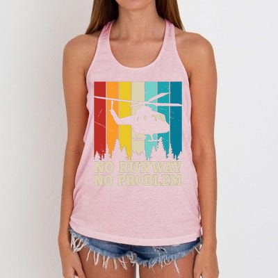 No Runway No Problem Helicopter Pilot Women's Knotted Racerback Tank