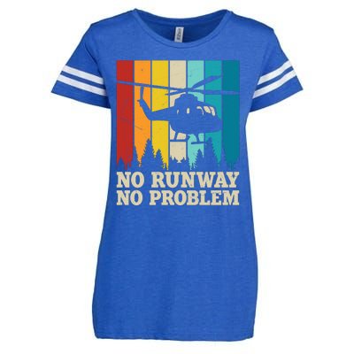 No Runway No Problem Helicopter Pilot Enza Ladies Jersey Football T-Shirt