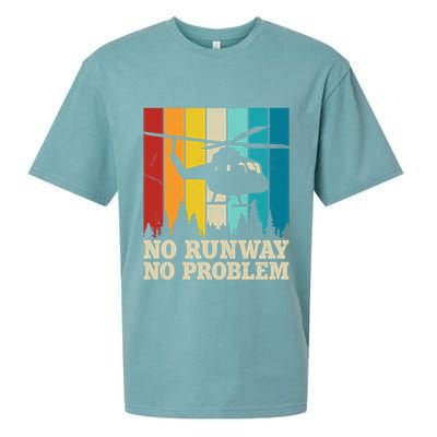 No Runway No Problem Helicopter Pilot Sueded Cloud Jersey T-Shirt