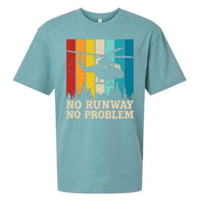 No Runway No Problem Helicopter Pilot Sueded Cloud Jersey T-Shirt