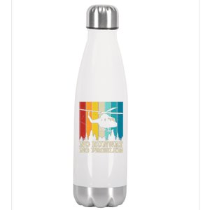 No Runway No Problem Helicopter Pilot Stainless Steel Insulated Water Bottle