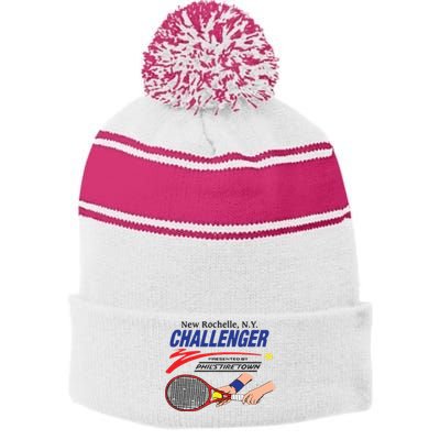 New Rochelle N.Y Stripe Pom Pom Beanie