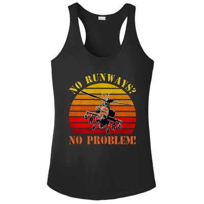 No Runway No Problem Air Force Academy Proud Helicopter Wife Funny Gift Ladies PosiCharge Competitor Racerback Tank