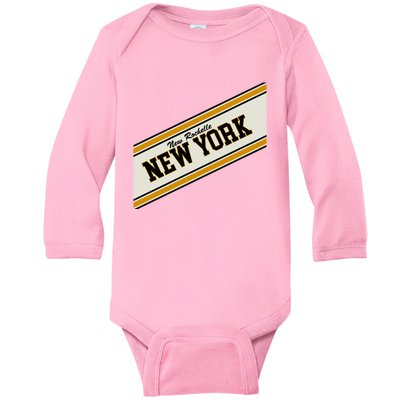 New Rochelle New York Varsity Logo Baby Long Sleeve Bodysuit