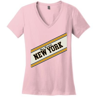 New Rochelle New York Varsity Logo Women's V-Neck T-Shirt